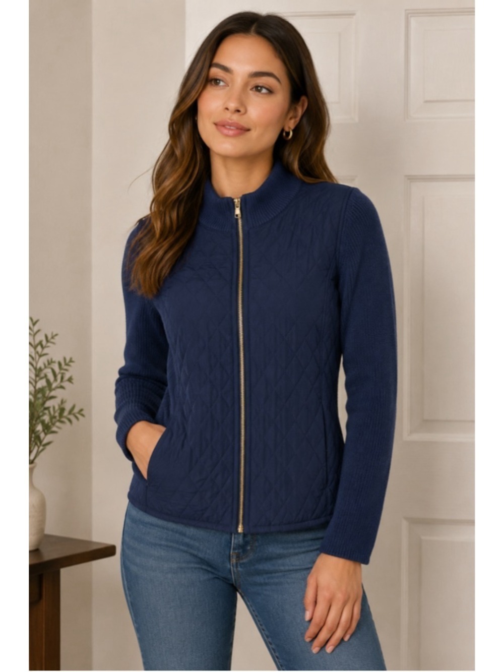 Navy Quilted Women's Jacket